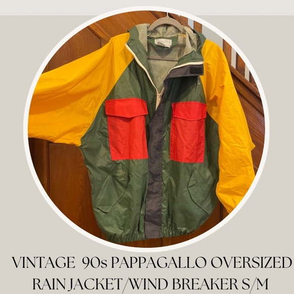 VINTAGE  90s PAPPAGALLO OVERSIZED 
RAIN JACKET/WIND BREAKER S/M - Picture 1 of 4
